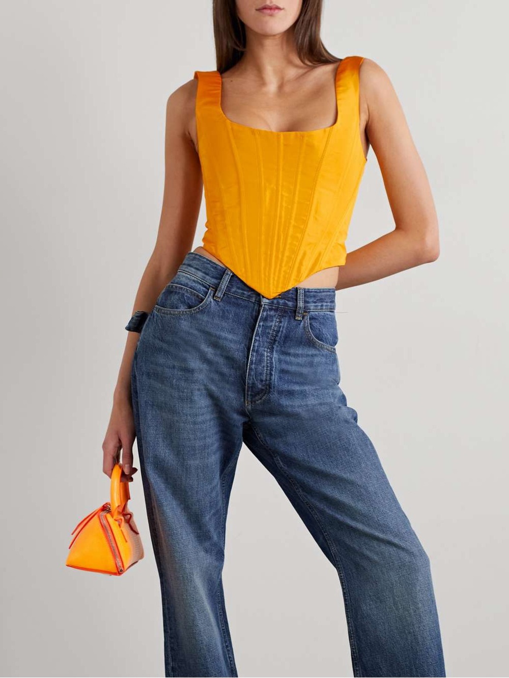 Christopher John Rogers Silk-Faille Bustier Top